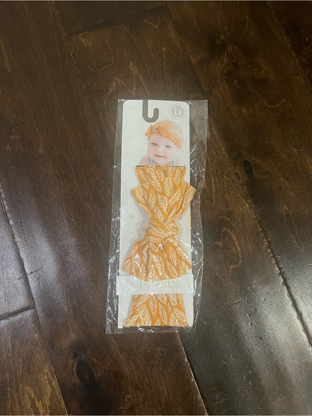 Baby Bling Yellow Leaf Print Baby Knot Headband